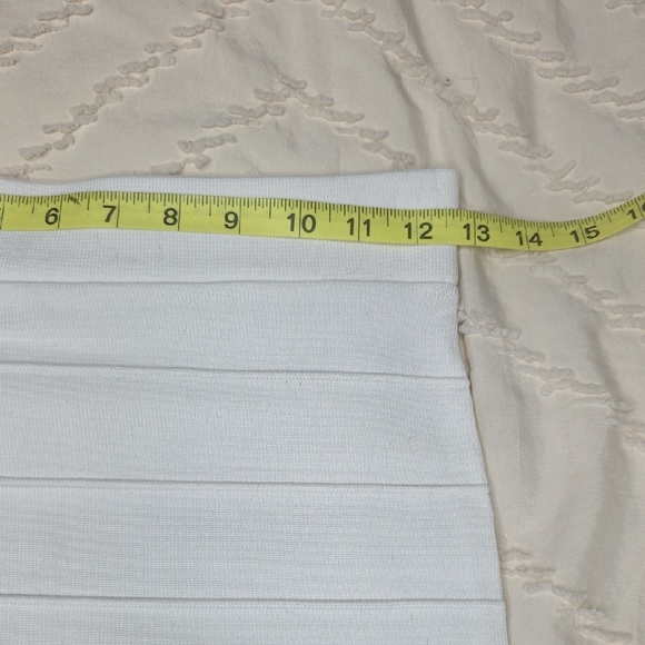 Bodycon Mini Pencil Skirt Ribbed White Small - Picture 4 of 5